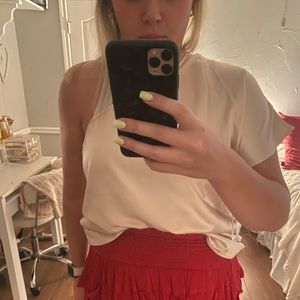 One shoulder satin top!